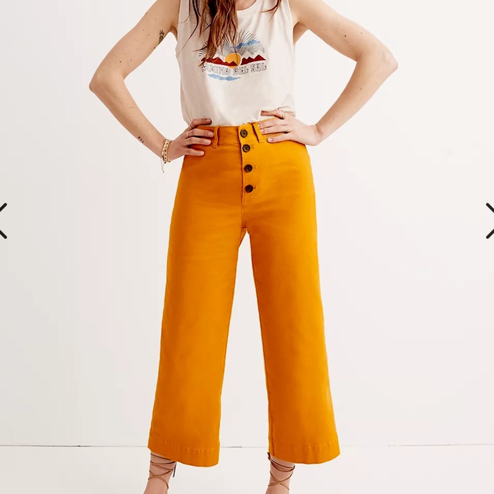 Madewell button fly high waist wide leg cropped stretch pants 26